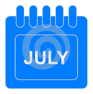 Vector july on monthly calendar blue icon