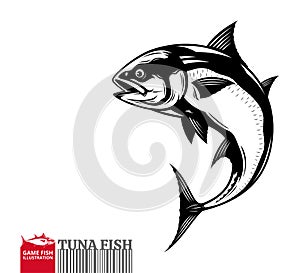 Vector jumping tuna fish illustration