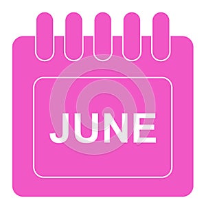 Vector june on monthly calendar pink icon