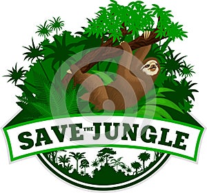 Vector Jungle Emblem with sloth photo