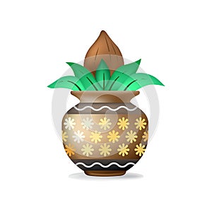 Vector Kalash With Mango Leaf