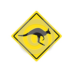 Vector Kangaroo rhombus yellow road sign