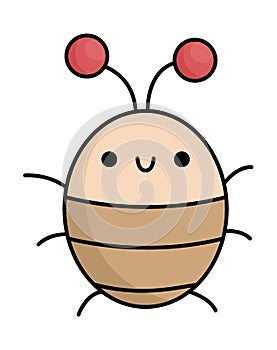 Vector kawaii brown bug icon for kids