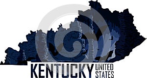 Vector Kentucky - American state map with bats in cave