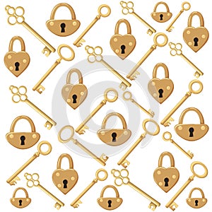 Vector key illustration in flat style design Golden key Isolated on white background.