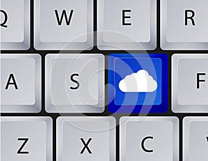Vector keyboard with computer cloud button. Eps10