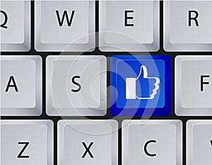 Vector keyboard with thumbs up button. Eps10