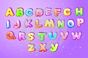 Vector kid alphabet bubble cartoon type letter set