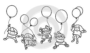 Vector kids with balloons.