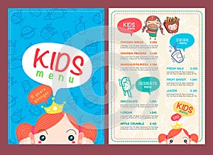 Vector kids menu template.