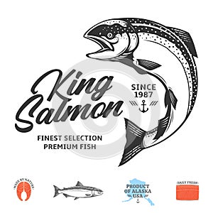 Vector king salmon label