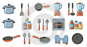 Vector Kitchen and Cooking Essentials Icon Set