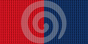 Vector knitted seamless pattern background. Knitted seamless backdrop, red and blue color