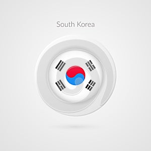 Vector Korean flag sign. Isolated South Korea circle symbol. Asian country illustration icon for presentation, project, travel