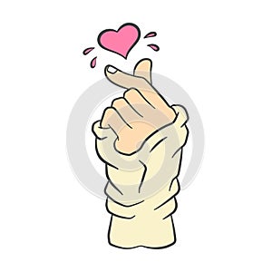 Vector korean heart hand gesture symbol