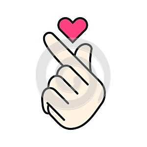 Vector korean heart hand gesture symbol photo