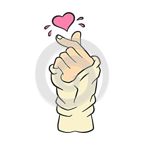 Vector korean heart hand gesture symbol photo