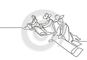 Vector of korean traditional music performance. Continuous line drawing of people with Gayageum or Kayagum, is a traditional photo
