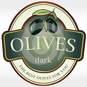 Vector label sticker olives dark