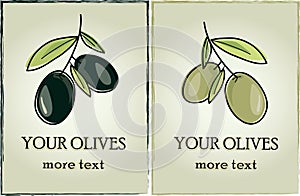 Vector label sticker olives dark and light