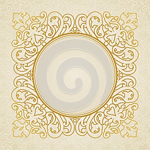 Vector lace frame in east style on seamless background.