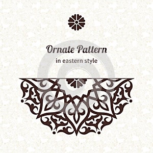 Vector lace pattern in Eastern style on scroll work background.