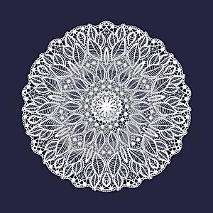 Vector lace round pattern. Decorative openwork design for wedding and invitation