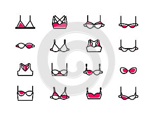 Vector ladies bra icons set