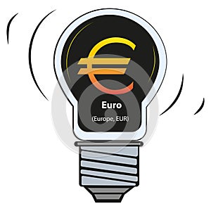 Vector lamp with currency sign - Euro Europe, EUR