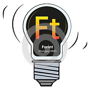 Vector lamp with currency sign - Forint Hungary, HUF