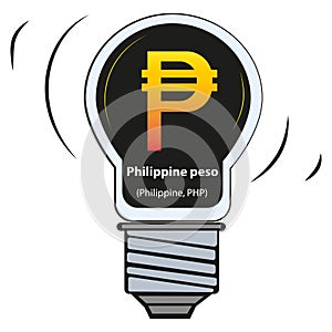 Vector lamp with currency sign - Philippine peso Philippine, PHP