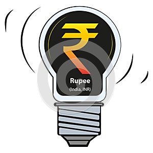 Vector lamp with currency sign - Rupee India, INR