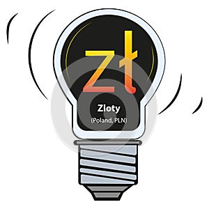 Vector lamp with currency sign - Zloty Poland, PLN