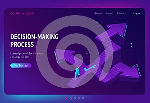 Vector landing page of decision making process