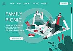 Vector landing page of Family Picnic concept