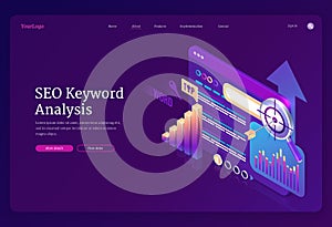 Vector landing page of SEO keyword analysis