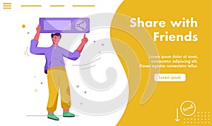 Vector landing page of Share with friends concept