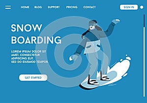 Vector landing page of Snowboarding concept