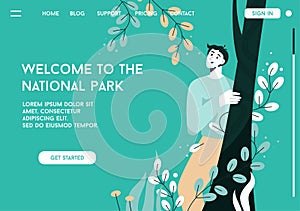 Vector landing page of Welcome to the National Park concept