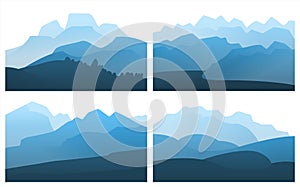 Vector landscape nature travel mountain peak horizon travel illustration background set. photo