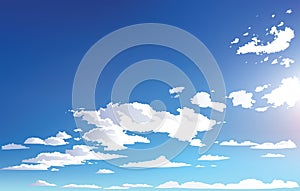 Vector landscape sky clouds. Anime scenery. Background design photo