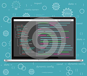 Vektor Codierung. Spinnennetz Entwickler, programmierung. bildschirm 