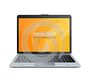 Vector laptop isolated and text