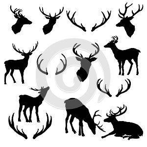 vector large collection of deer silhouettes