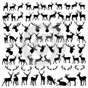 vector large collection of deer silhouettes