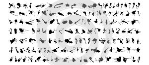 Vector large set of different grunge brush strokes and ink spots