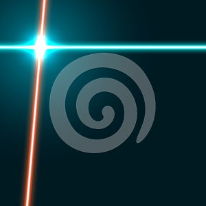 Vector laser beams background with light flares.