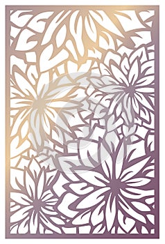 Vector Laser cut panel. Abstract Pattern with flowers template for decorative panel. Template for interior design, layouts wedding