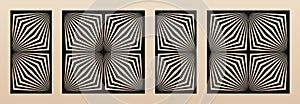 Vector laser cut panel template with abstract geometric pattern, lines, stripes