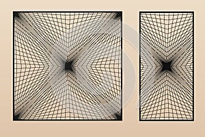 Vector laser cut panels. Abstract geometric pattern, lines, grid, optical art